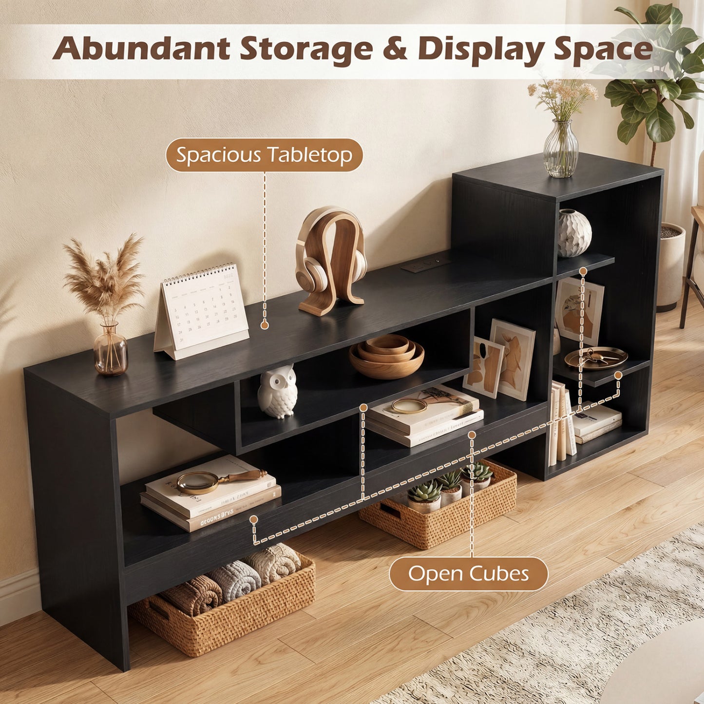 Cube TV Stand For 55 Inch TV, Black