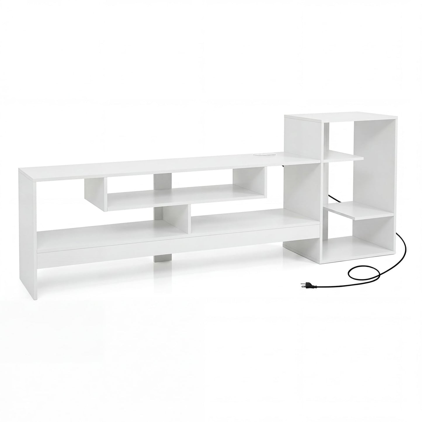 Cube TV Stand for 55" TV with Power Outlets, White