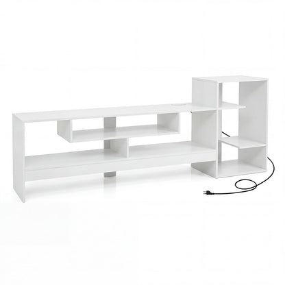 Cube TV Stand for 55" TV with Power Outlets, White