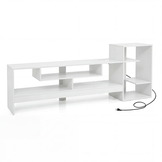 Cube TV Stand for 55" TV with Power Outlets, White Entertainment Centers & TV Stands White at Gallery Canada
