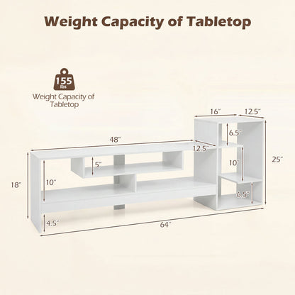 Cube TV Stand for 55" TV with Power Outlets, White