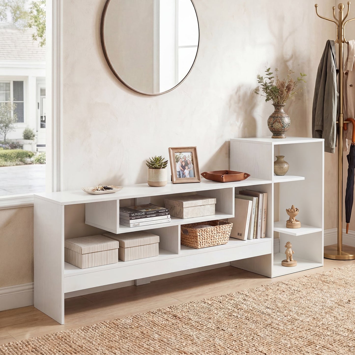 Cube TV Stand for 55" TV with Power Outlets, White