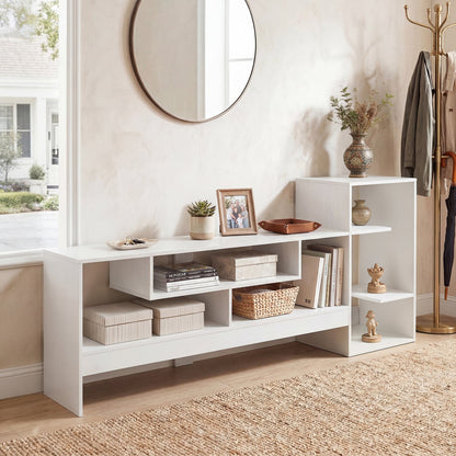 Cube TV Stand for 55" TV with Power Outlets, White