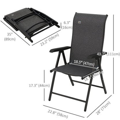 2PCs Outdoor Wicker Folding Chairs, Adjustable Backrest, Grey Patio Chairs at Gallery Canada