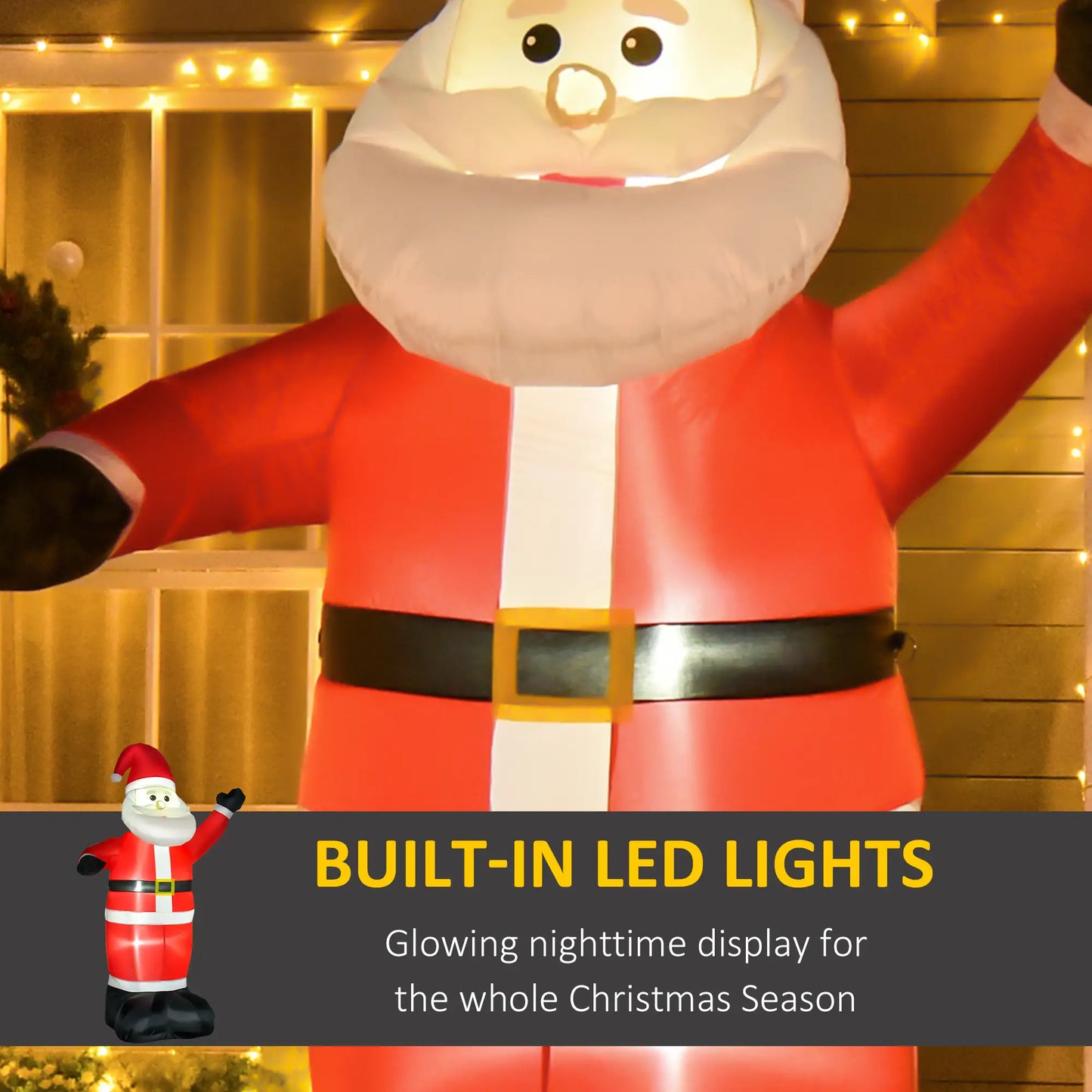 8ft Inflatable Santa Claus, LED Yard Display for Garden Christmas Inflatables at Gallery Canada