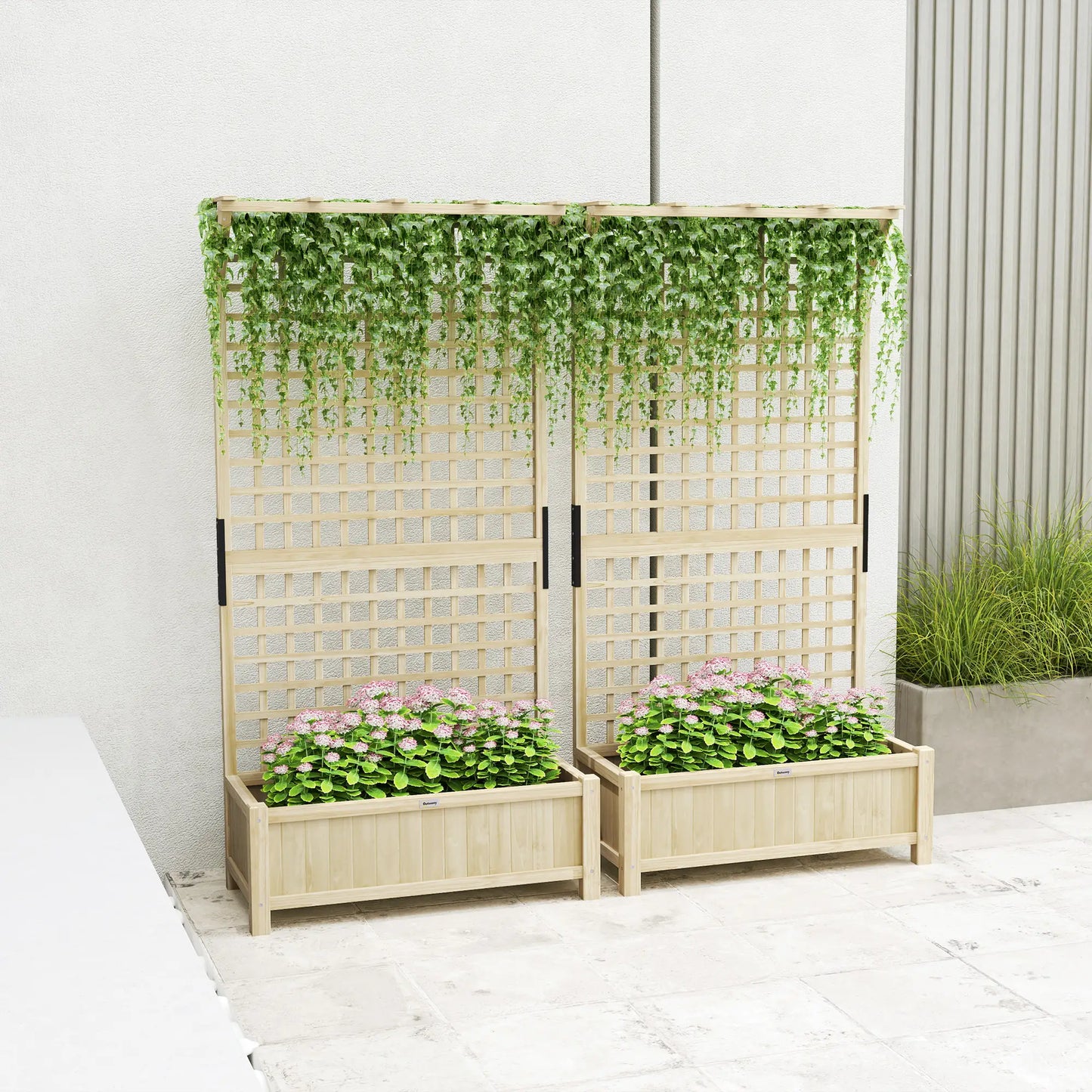 Wood Planter With Trellis For Climbing Plants, Raised Garden Bed Wooden Planter Boxes at Gallery Canada