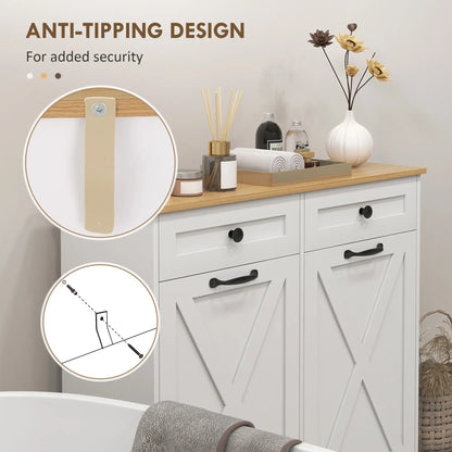 Tilt Out Laundry Cabinet, Bathroom Storage, 2 Baskets, 2 Drawers, White Bathroom Cabinets at Gallery Canada