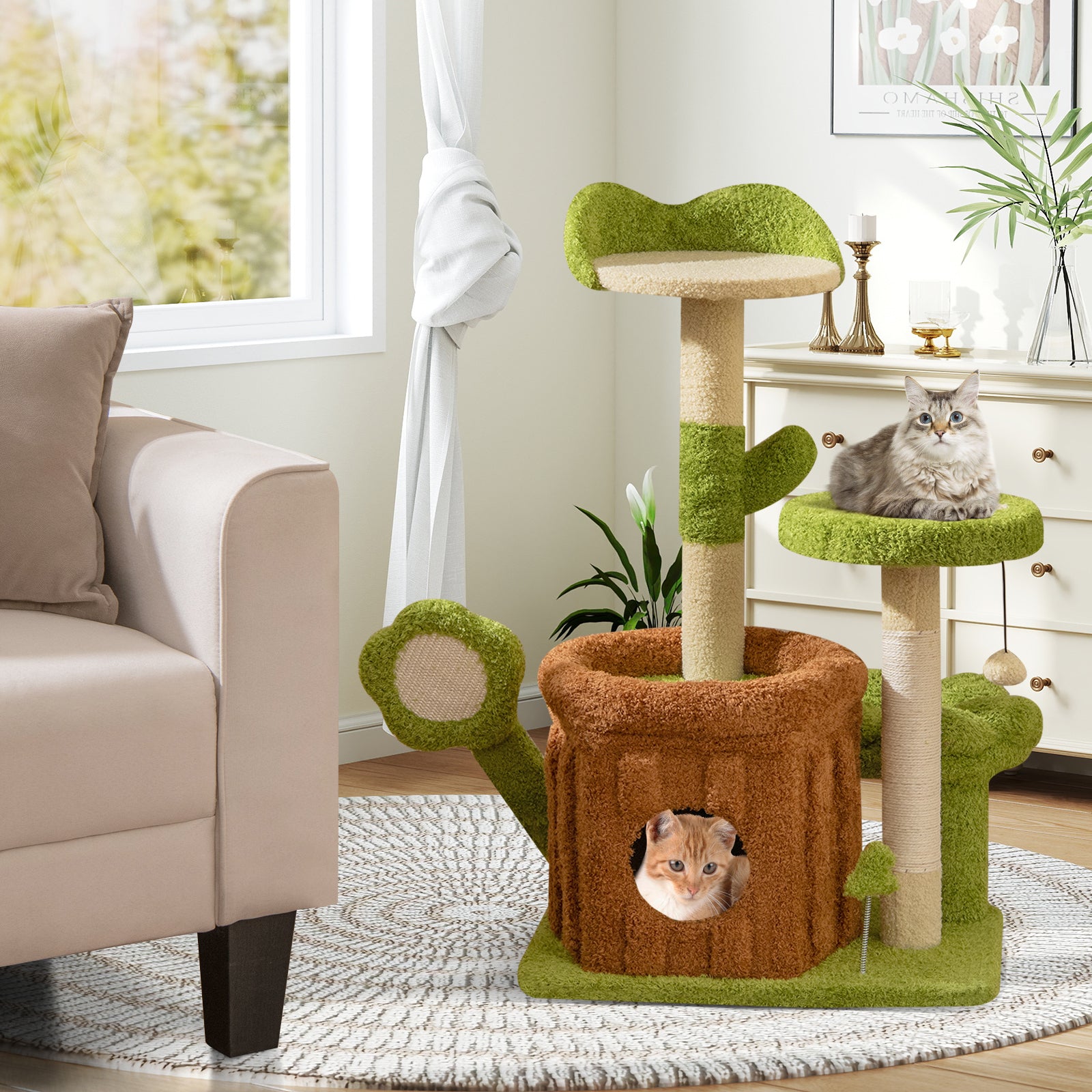 Cute Cat Tree Indoor Pet Jungle Activity Center, Green Cat Trees Condos & Scratchers at Gallery Canada