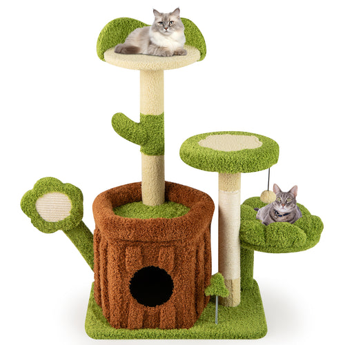 Cute Cat Tree Indoor Pet Jungle Activity Center, Green