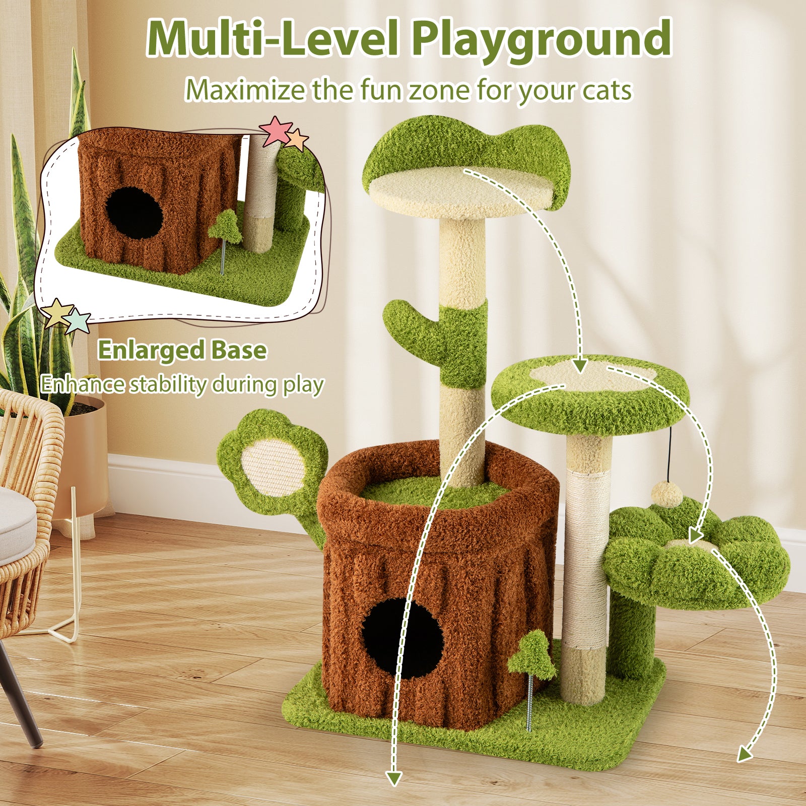 Cute Cat Tree Indoor Pet Jungle Activity Center, Green Cat Trees Condos & Scratchers at Gallery Canada