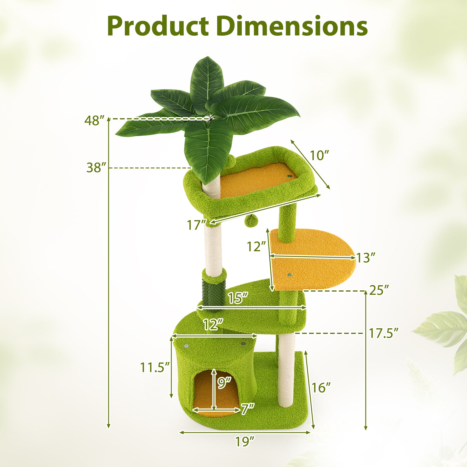 Cute Cat Tree for Adult Cats Multi-level Kitty Tower, Green Cat Trees Condos & Scratchers at Gallery Canada