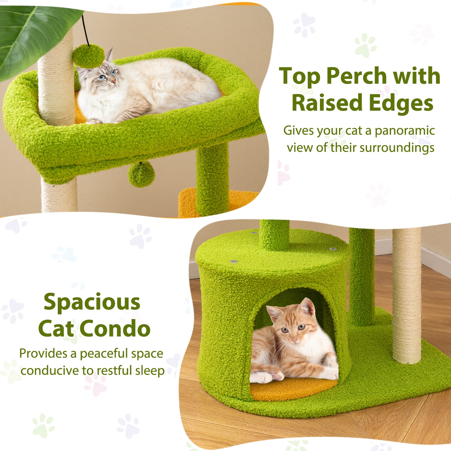 Cute Cat Tree for Adult Cats Multi-level Kitty Tower, Green Cat Trees Condos & Scratchers at Gallery Canada