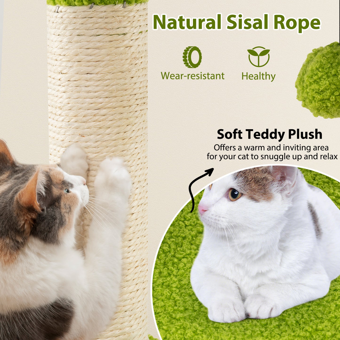 Cute Cat Tree for Adult Cats Multi-level Kitty Tower, Green Cat Trees Condos & Scratchers at Gallery Canada