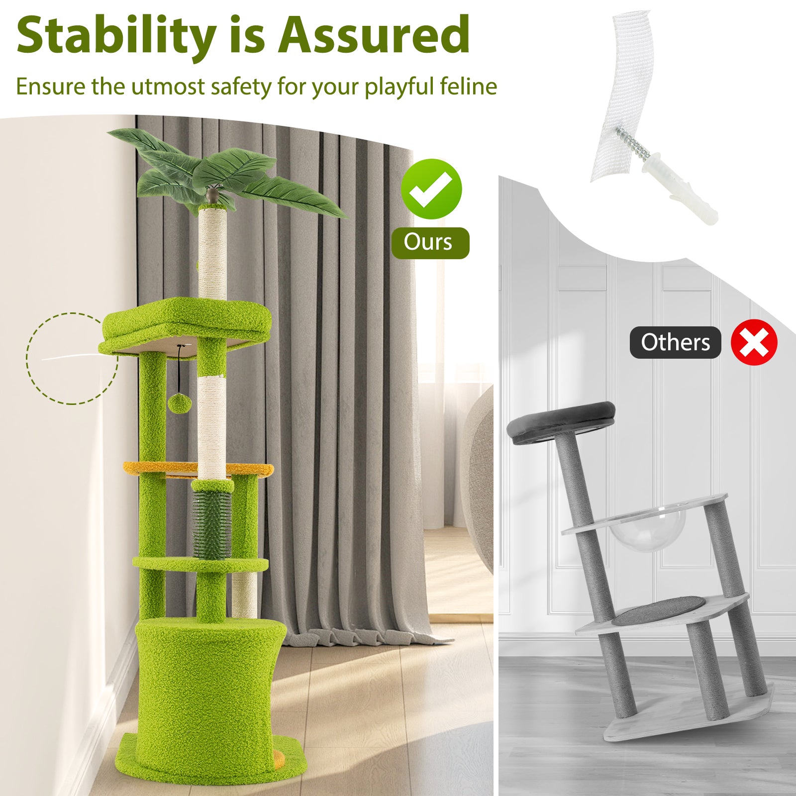 Cute Cat Tree for Adult Cats Multi-level Kitty Tower, Green Cat Trees Condos & Scratchers at Gallery Canada