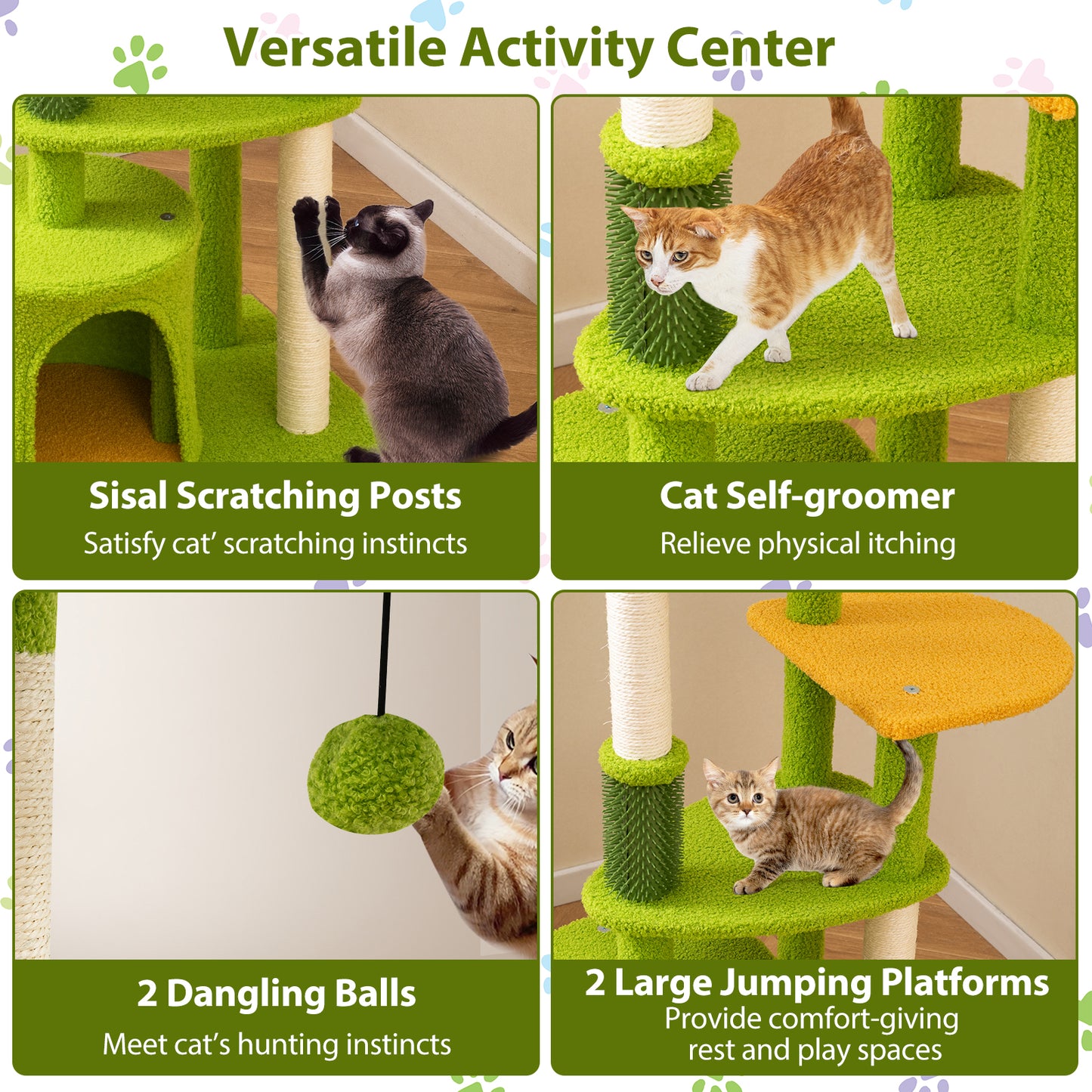 Cute Cat Tree for Adult Cats Multi-level Kitty Tower, Green Cat Trees Condos & Scratchers at Gallery Canada