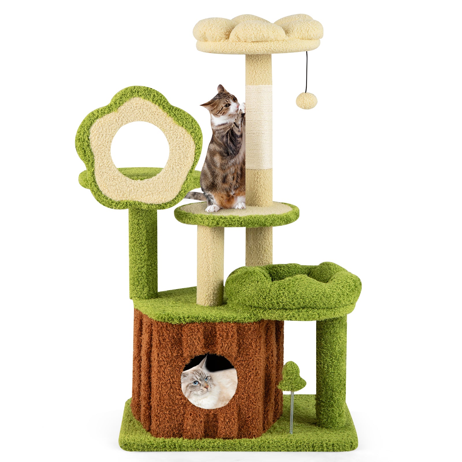 Cute Cat Tree for Adult Cats Multi-level Kitty Tower with Trunk Condo, Green Cat Trees Condos & Scratchers at Gallery Canada
