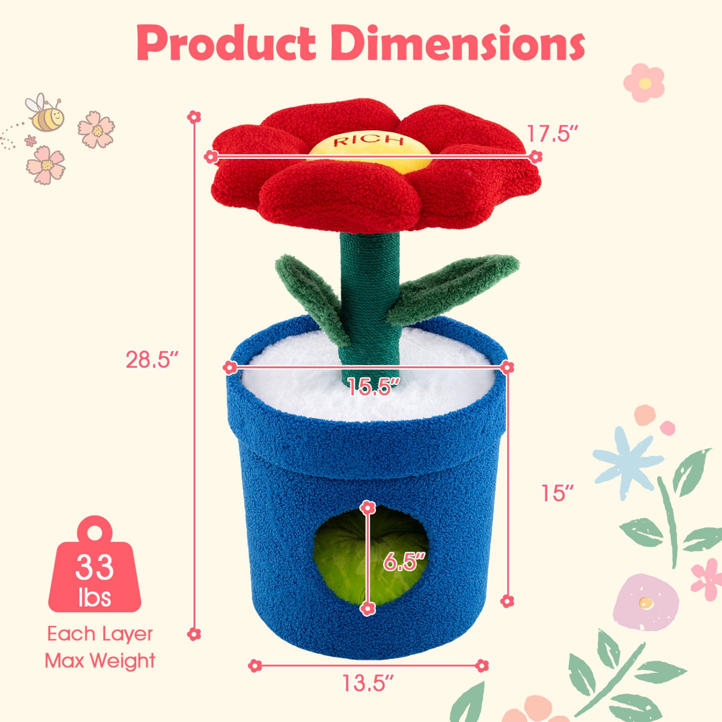 Cute Cat Tree With Flower Perch For Indoor Cats, Red Cat Trees Condos & Scratchers at Gallery Canada