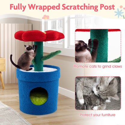Cute Cat Tree With Flower Perch For Indoor Cats, Red Cat Trees Condos & Scratchers at Gallery Canada