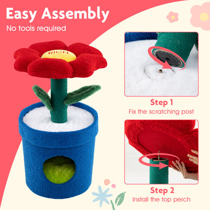 Cute Cat Tree With Flower Perch For Indoor Cats, Red Cat Trees Condos & Scratchers at Gallery Canada