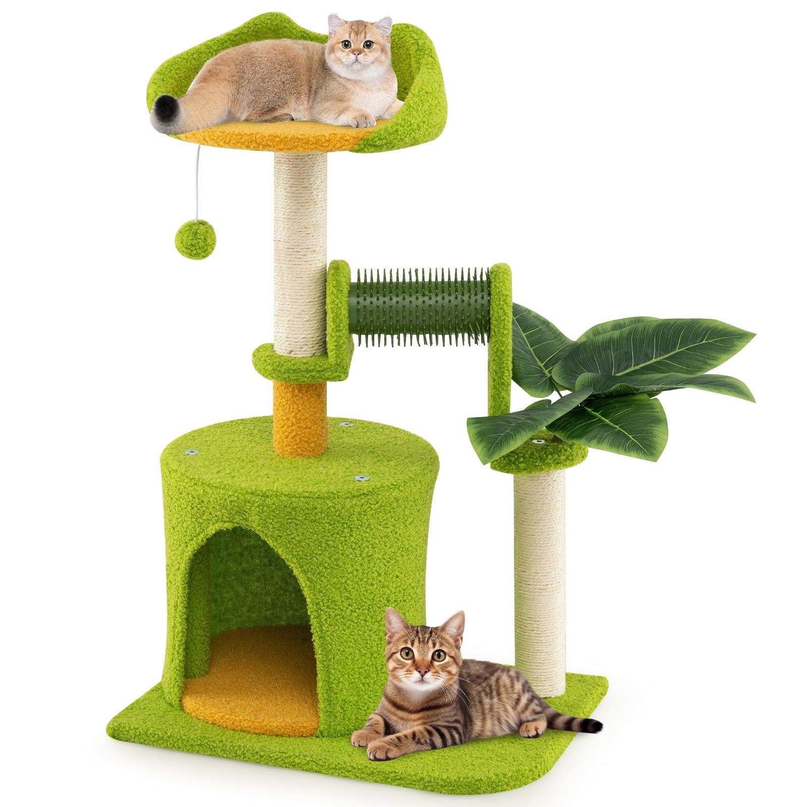 Cute Palm Cat Tree for Indoor Cats with Artificial Leaves, Green Cat Trees Condos & Scratchers at Gallery Canada