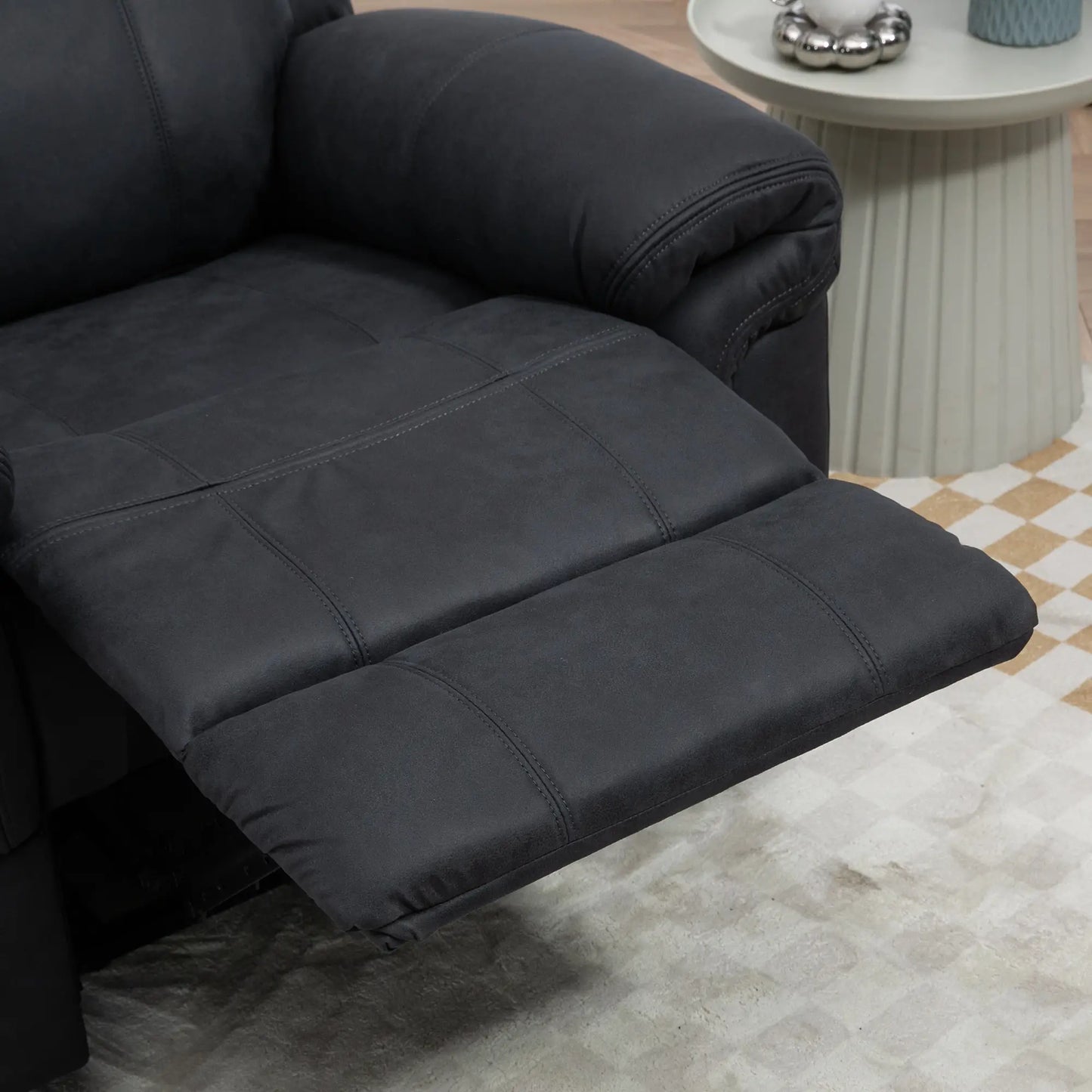 Manual Recliner Chair with Vibration Massage, Side Pockets, Microfibre Reclining Chair for Living Room, Black Single Sofas at Gallery Canada
