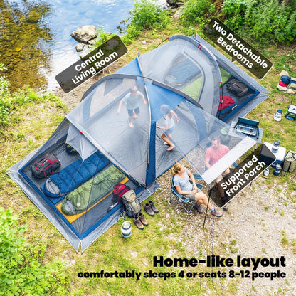 Multi-Room Camping Tent, 8-12 Person, 3000mm Waterproof Rainfly, Screen Panels Camping Tents at Gallery Canada