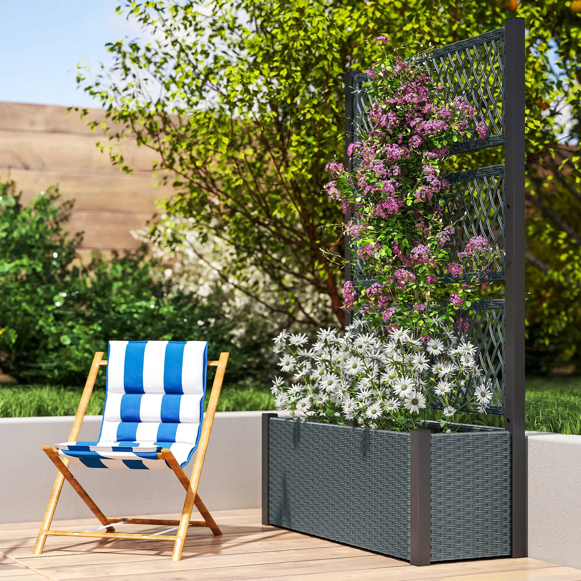 Wicker Outdoor Planter With Trellis, 58