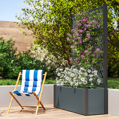Wicker Outdoor Planter With Trellis, 58", Dark Grey Raised Garden Beds at Gallery Canada