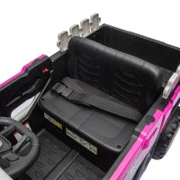 Tracteur pour enfant 12V, télécommande, double moteur, rose