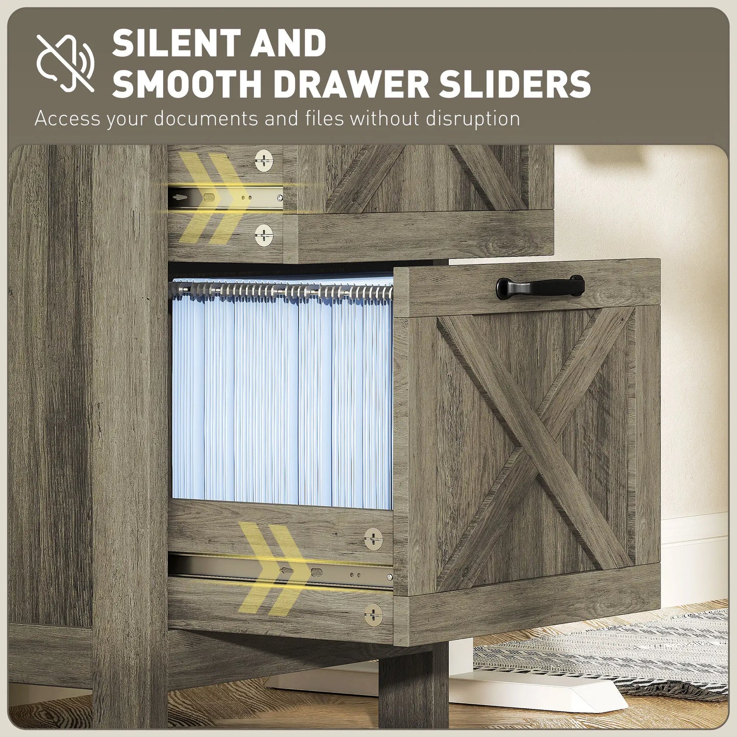 Vertical 3-Drawer Filing Cabinet, Rustic Farmhouse, A4, Letter Size, Grey Wash Office Cabinets & Cupboards at Gallery Canada