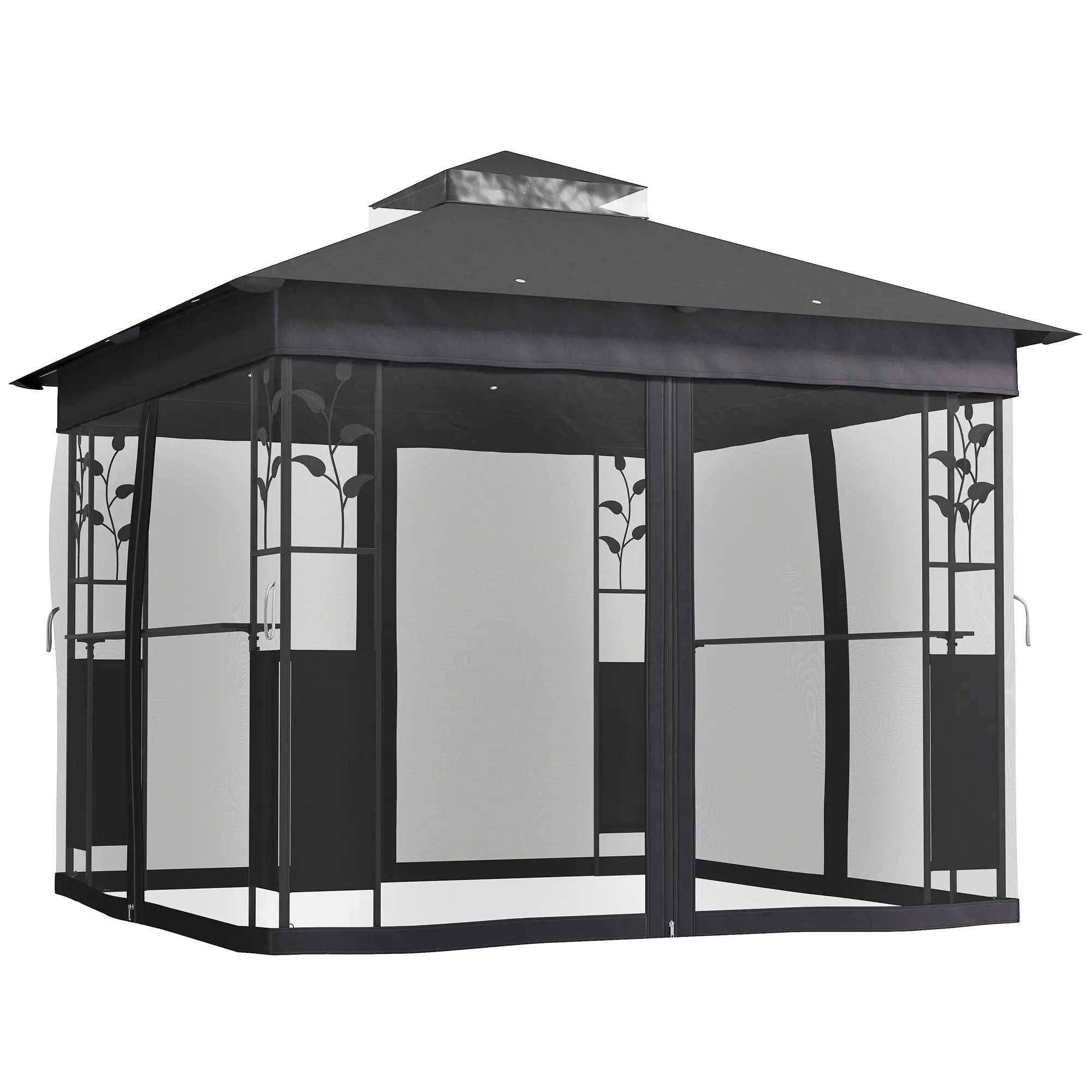 10' x 10' Outdoor Gazebo, UV30+ Double Roof, with Shelves and Netting Gazebos at Gallery Canada
