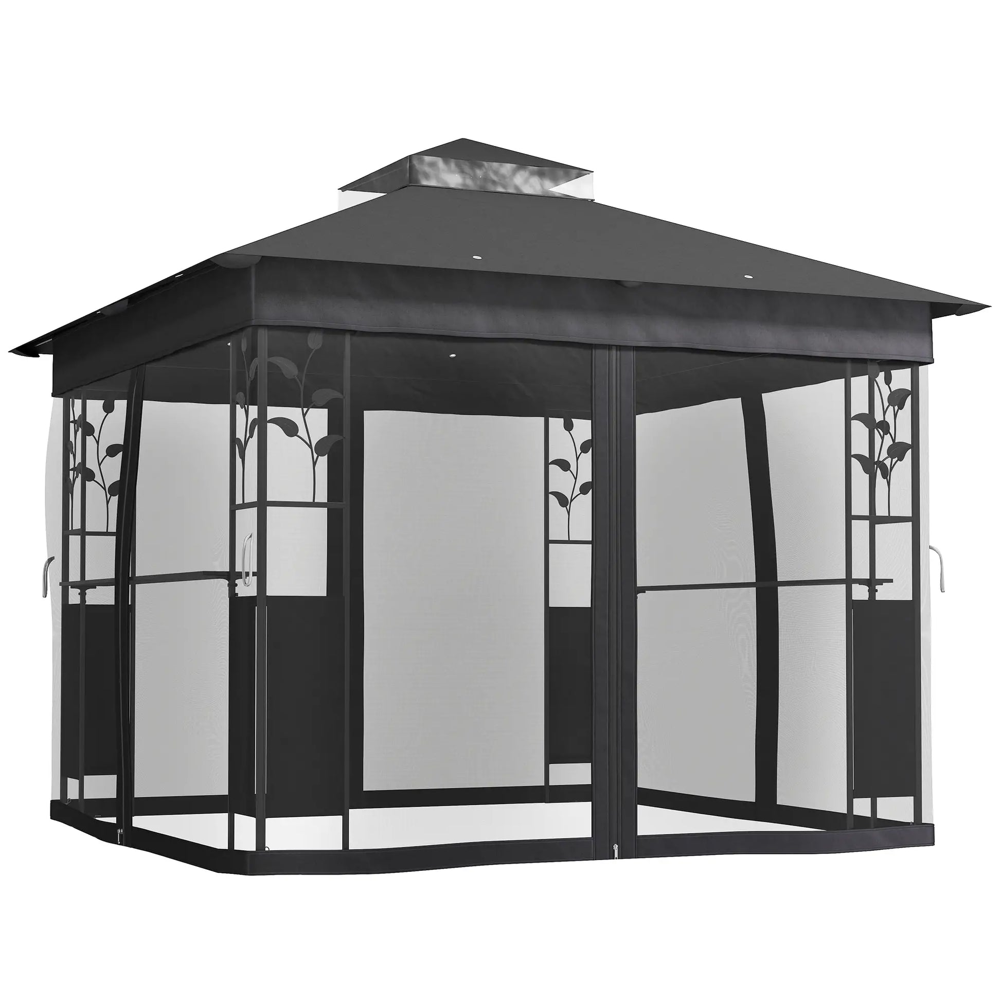 10' x 10' Outdoor Gazebo, UV30+ Double Roof, with Shelves and Netting Gazebos at Gallery Canada