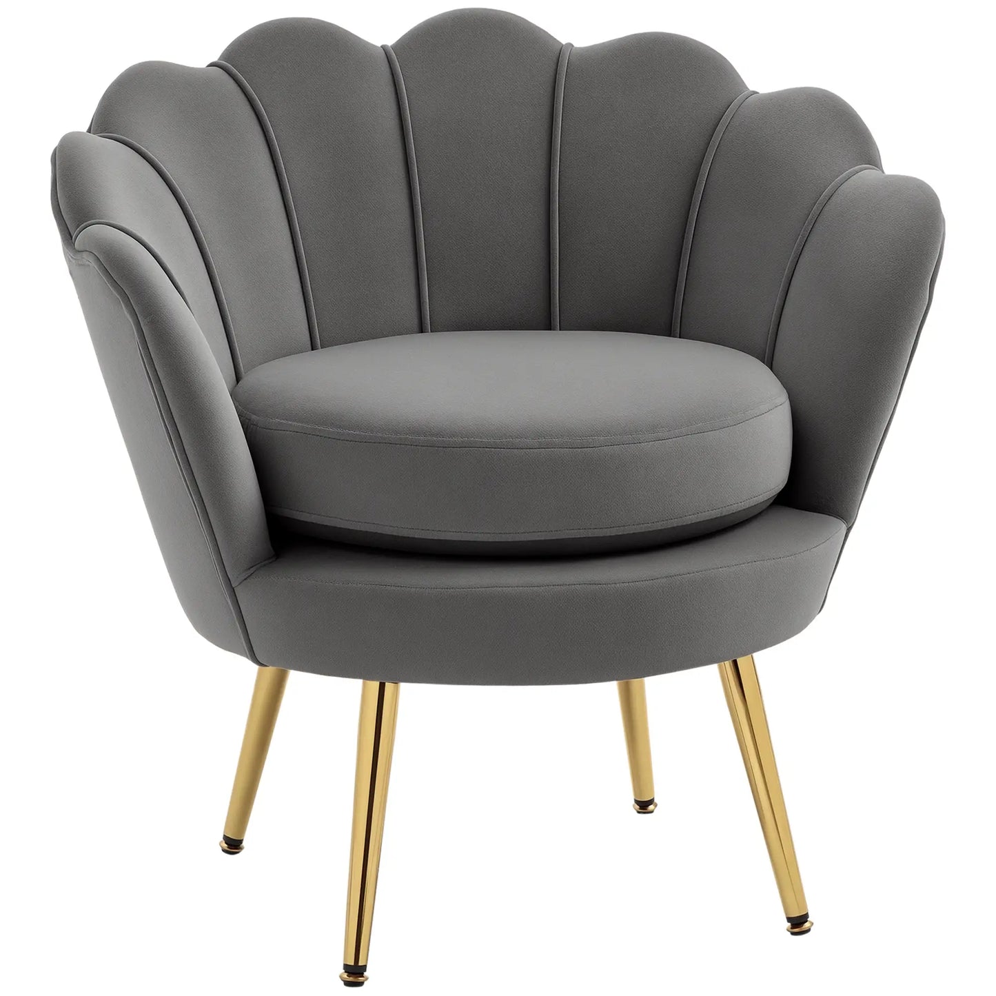 Modern Accent Chair, Velvet-Touch Fabric Leisure Club Chair with Gold Metal Legs for Bedroom, Grey Accent Chairs Grey, Gold at Gallery Canada