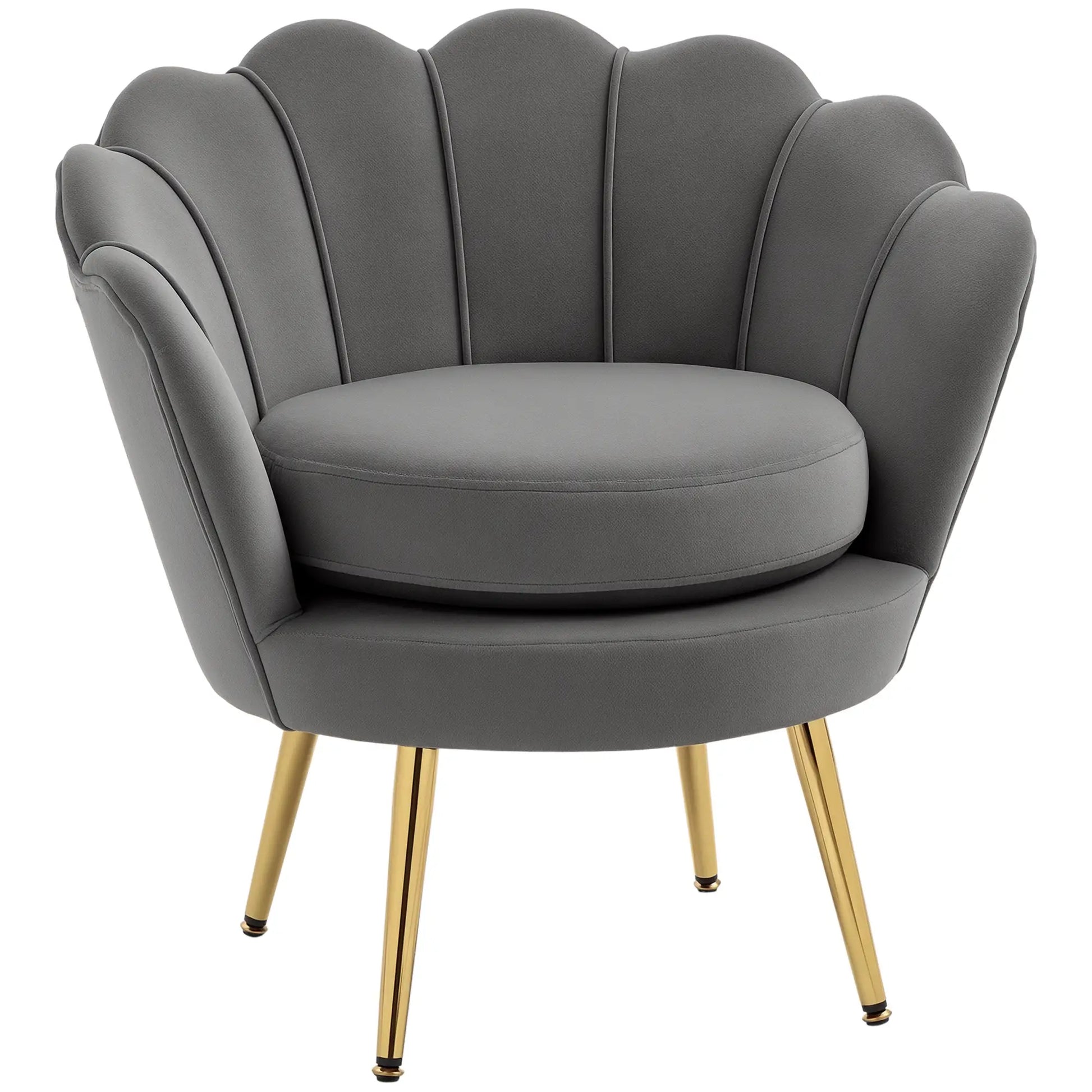 Modern Accent Chair, Velvet-Touch Fabric Leisure Club Chair with Gold Metal Legs for Bedroom, Grey Accent Chairs Grey, Gold at Gallery Canada