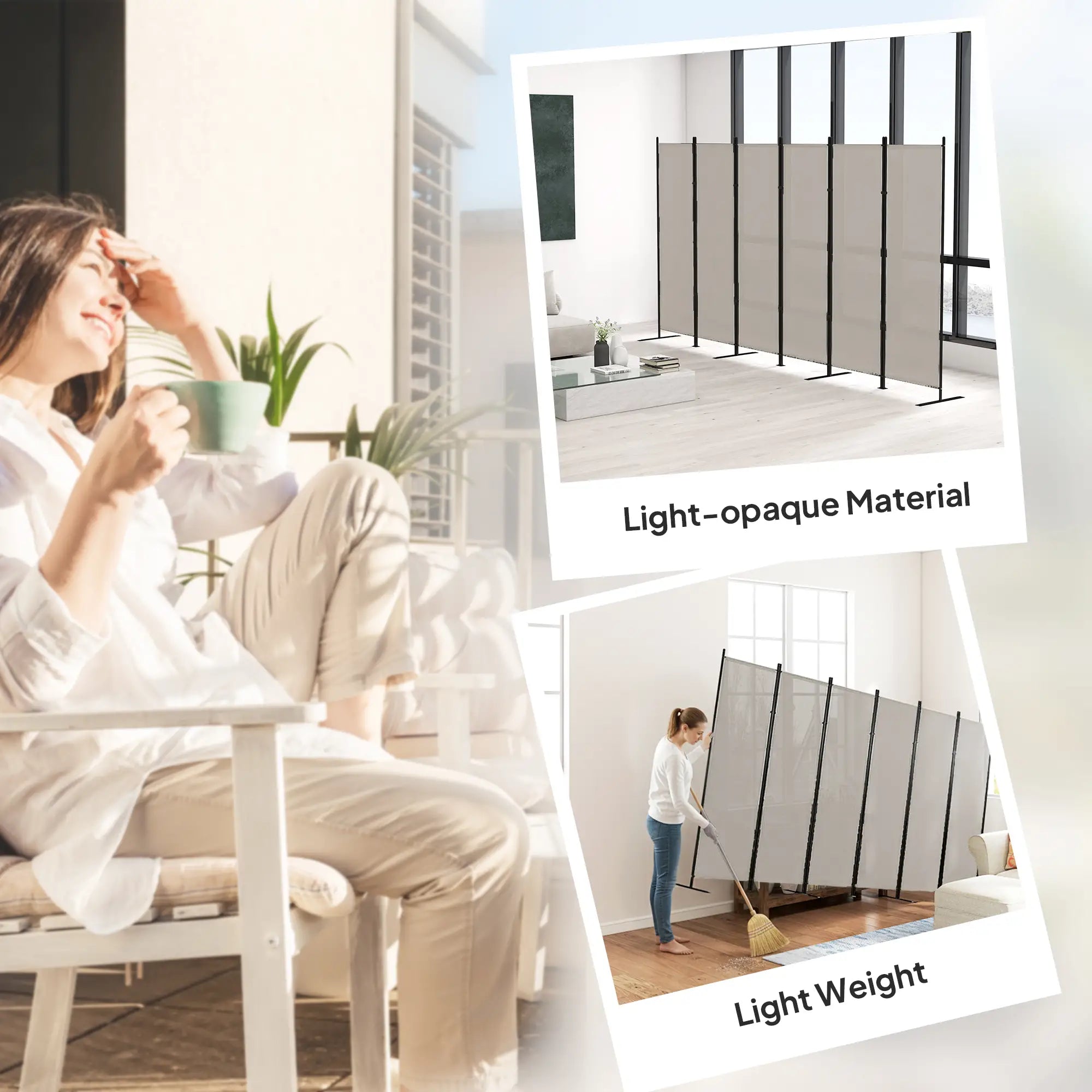 6 Ft Folding Room Divider, Portable Privacy Screen, Beige Room Dividers at Gallery Canada
