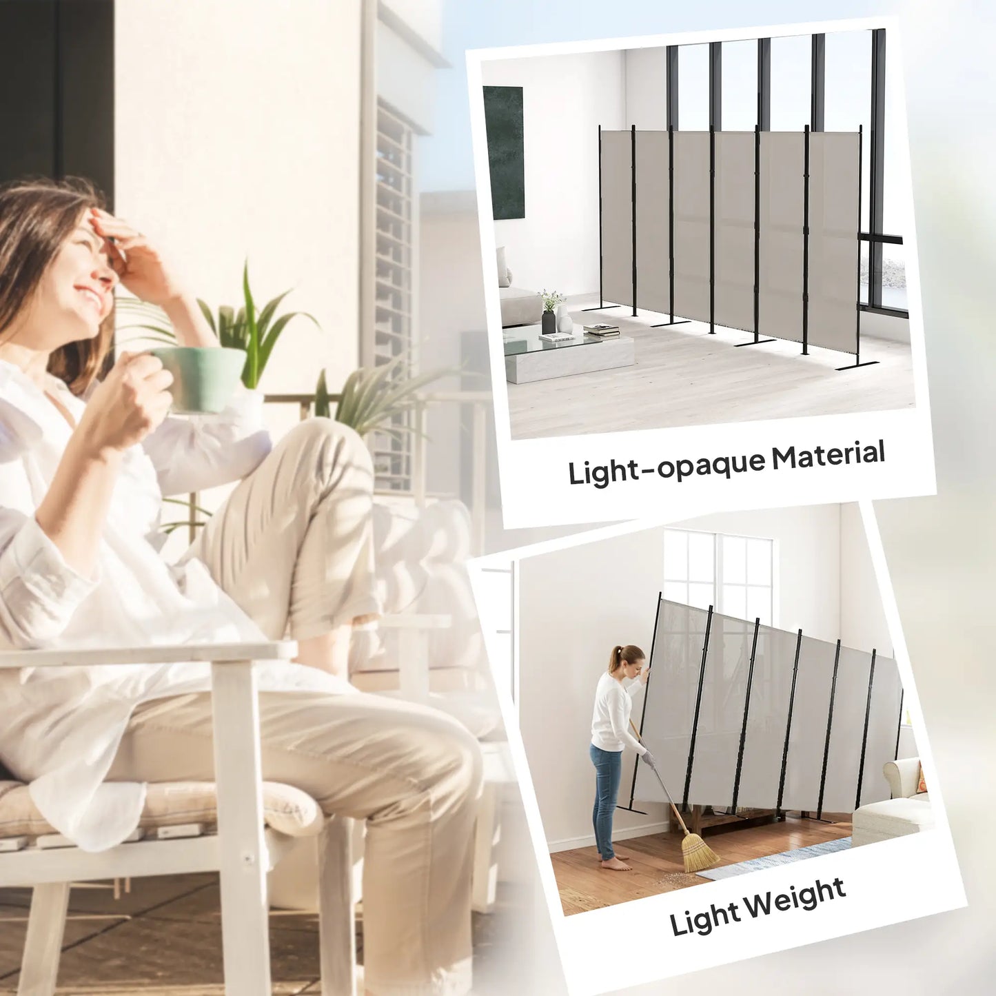 6 Ft Folding Room Divider, Portable Privacy Screen, Beige Room Dividers at Gallery Canada