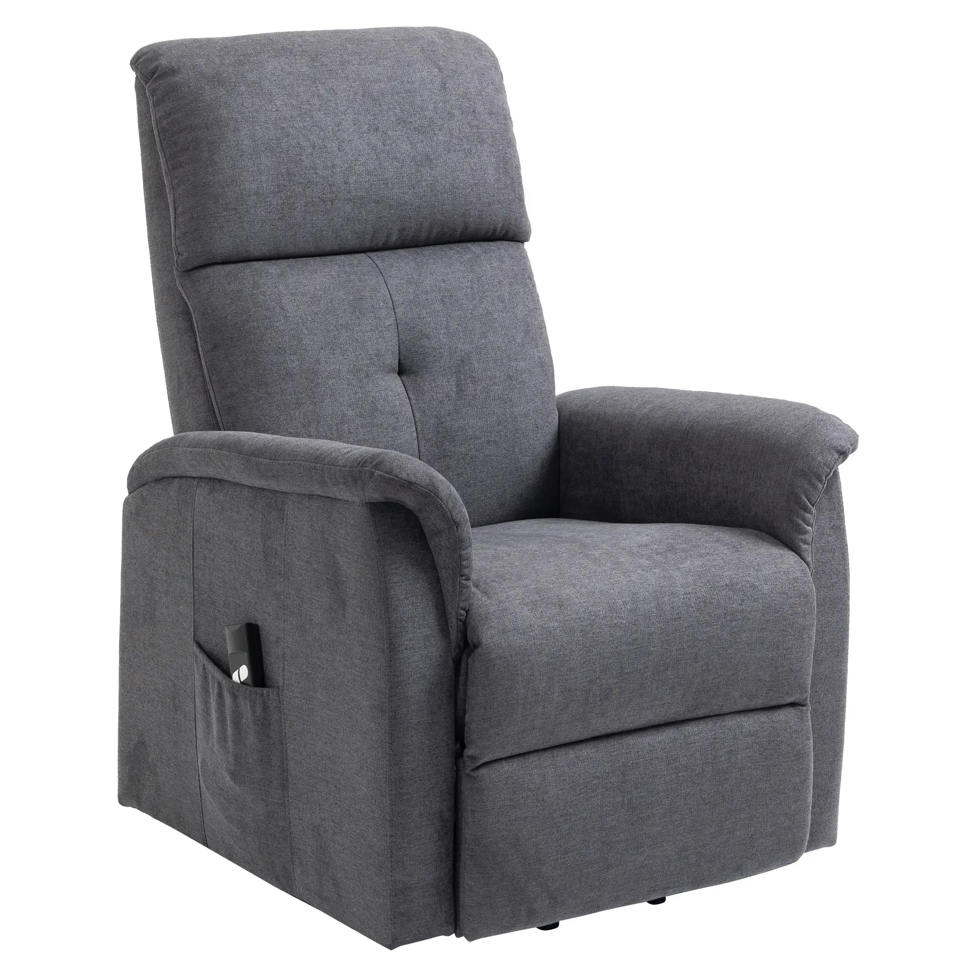 Power Lift Chair, Electric Recliner Sofa with Remote, Side Pocket, Grey Electric Power Lift Chairs at Gallery Canada