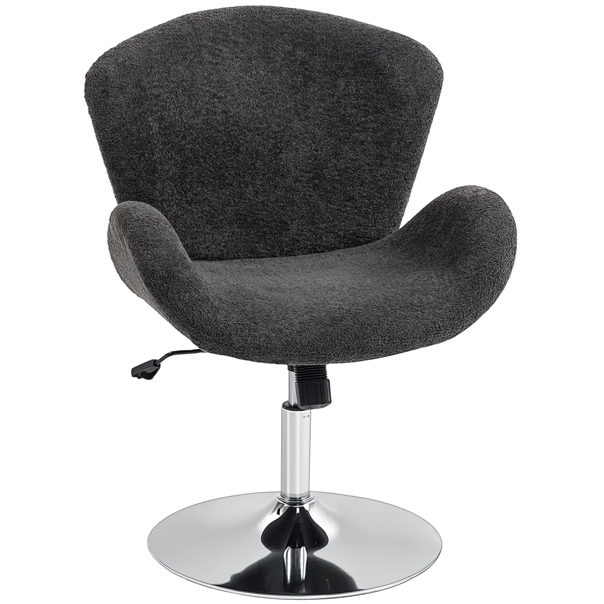 Velvet Swivel Office Chair, Wide Bucket Seat, Butterfly Back, Dark Grey Task Chairs at Gallery Canada