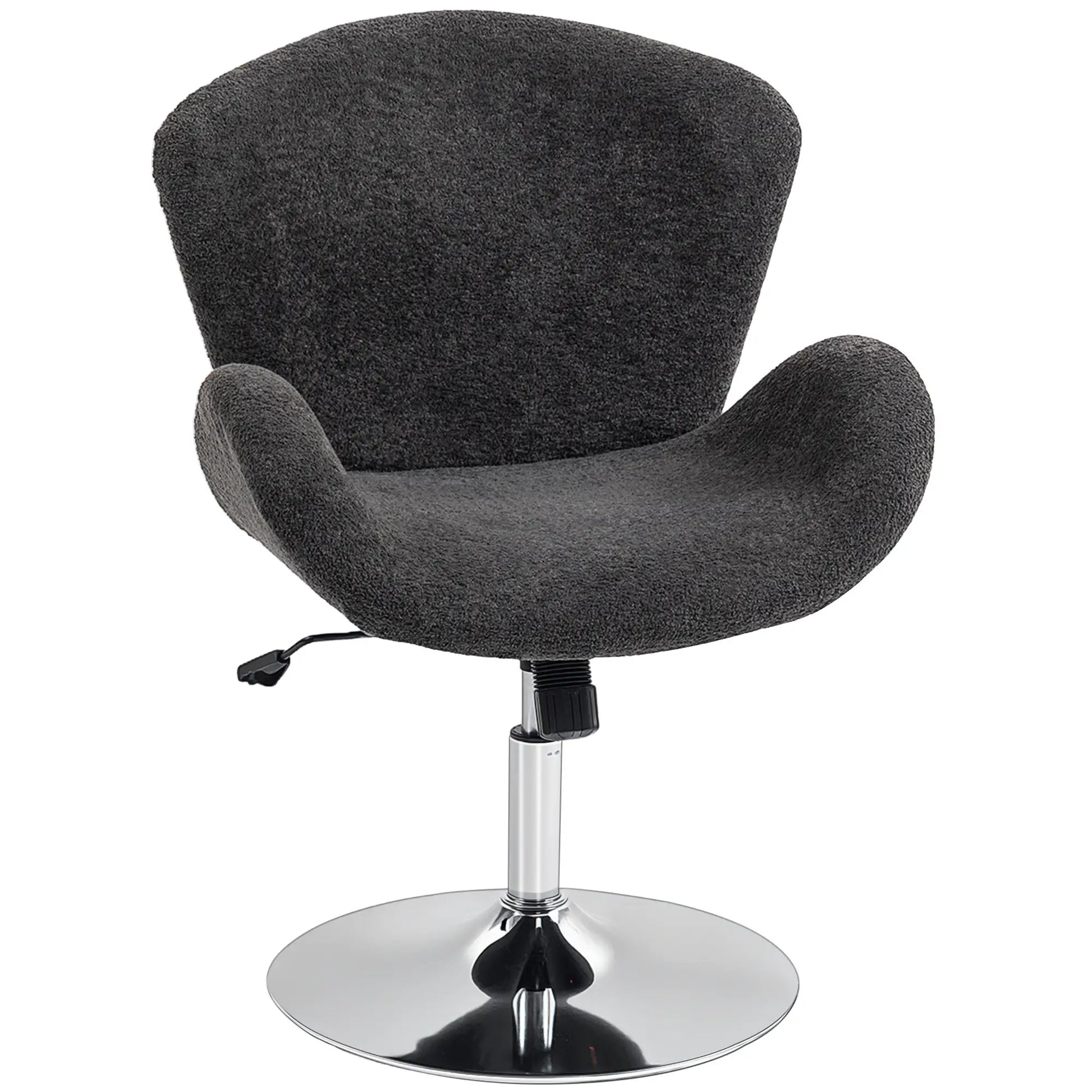 Velvet Swivel Office Chair, Wide Bucket Seat, Butterfly Back, Dark Grey Task Chairs at Gallery Canada