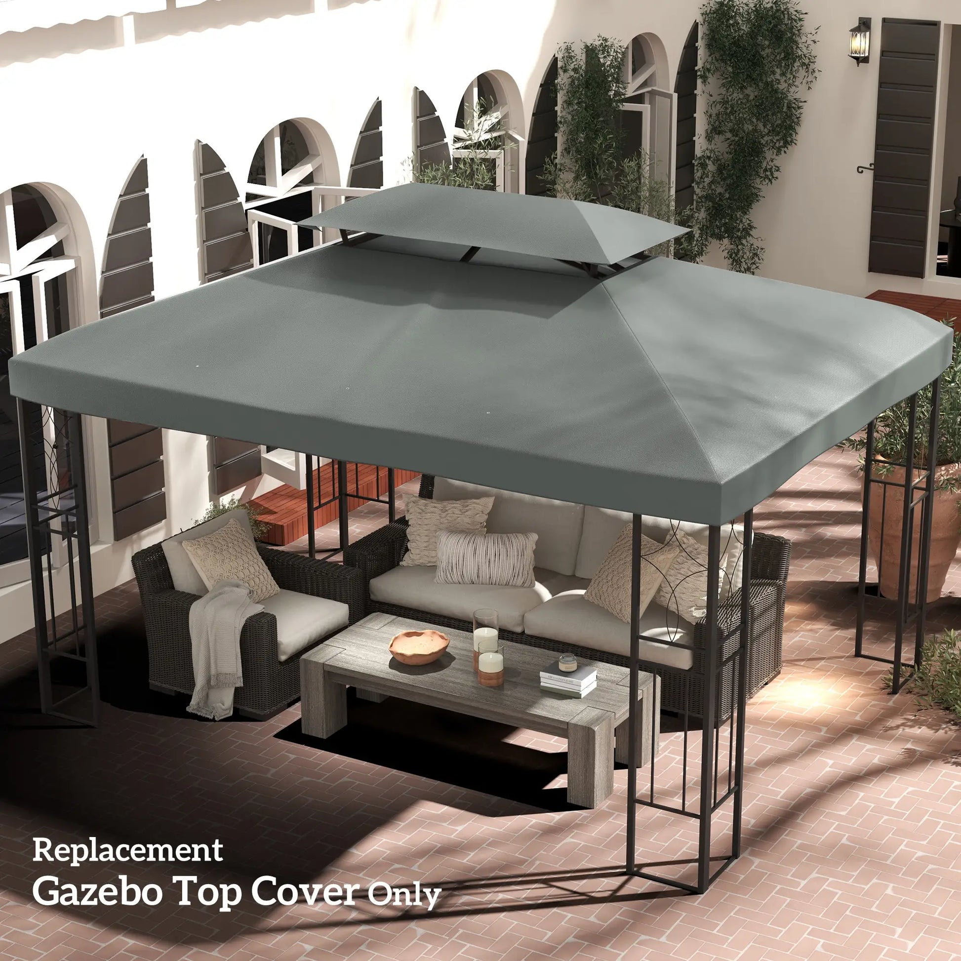 13' x 10' Gazebo Replacement Canopy, 2 Tier Top UV Cover, Deep Grey Gazebo Canopy Replacement at Gallery Canada