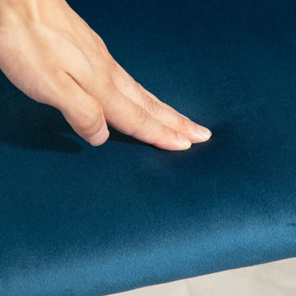 Velvet Dining Chairs Set of 4, Wood-Grain Steel Leg, Dark Blue Dining Chairs at Gallery Canada