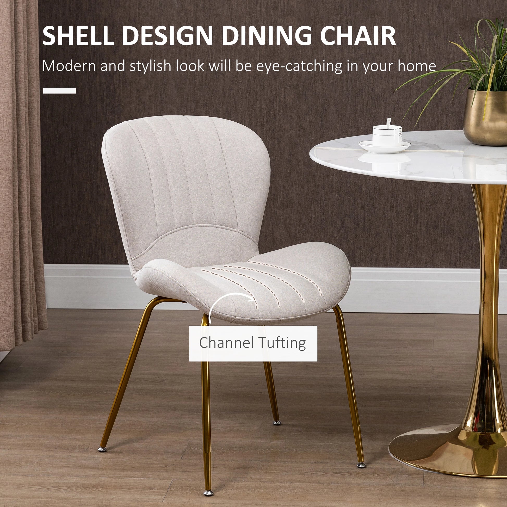 Modern Dining Chairs Set of 2, Cushioned Backrest, Cream White Bar Stools at Gallery Canada