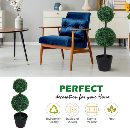 2 Ball Topiary Tree in Pot, Artificial Plant, Home Office Decor, Dark Green Artificial Trees at Gallery Canada