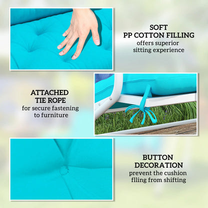 2 Seater Garden Bench Cushion, Thick Outdoor Non-Slip, 47" x 43" x 5", Turquoise Patio Chair Cushions at Gallery Canada