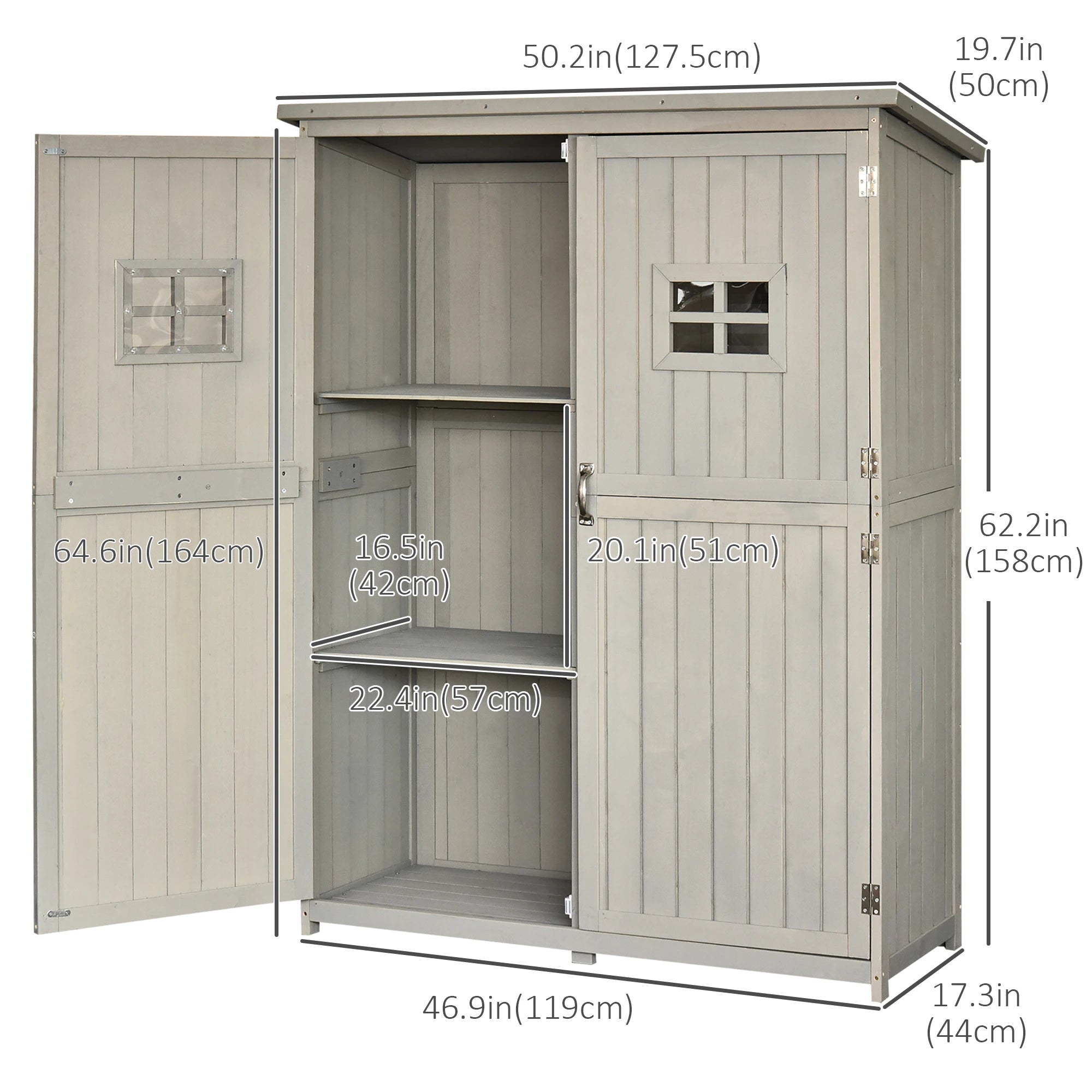 4x1.5ft Wooden Garden Storage Shed, Outdoor Tool Cabinet, Grey Sheds at Gallery Canada