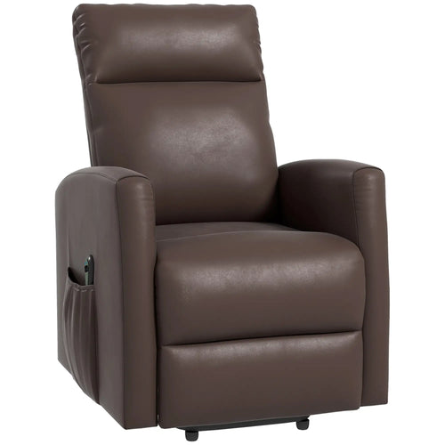 Power Lift Recliner Chair, Remote Control, Side Pocket, Brown