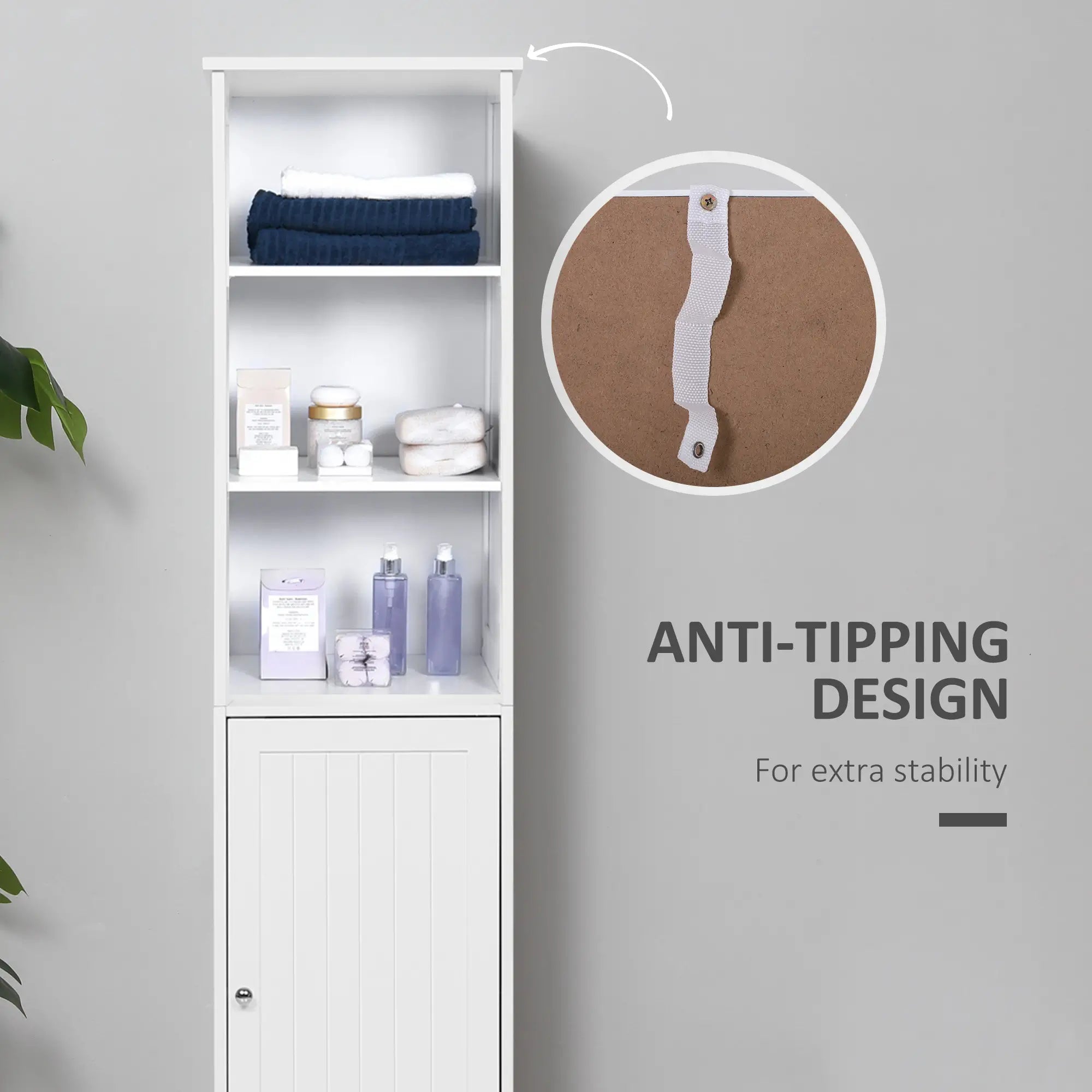 Tall Bathroom Storage Cabinet, Adjustable Shelf, 3 Open Shelves, White Bathroom Cabinets at Gallery Canada