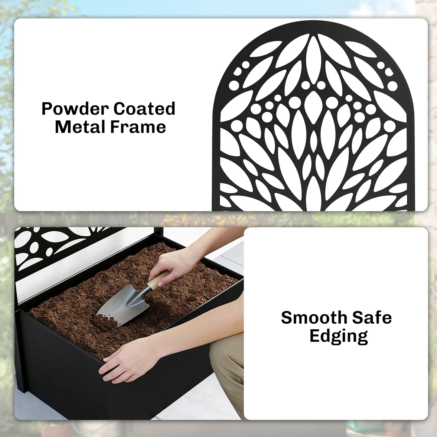 Metal Raised Garden Bed with Trellis, Freestanding Flower Bed Galvanized Planter Boxes at Gallery Canada