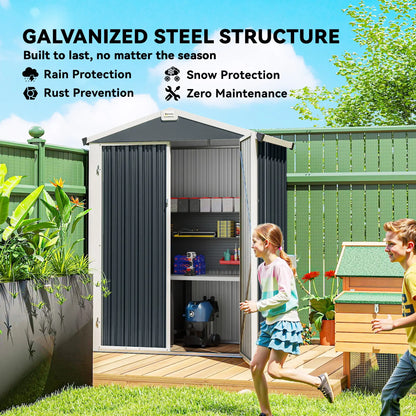 4.4' x 3' Metal Garden Shed, Outdoor Storage With Double Doors Sheds at Gallery Canada