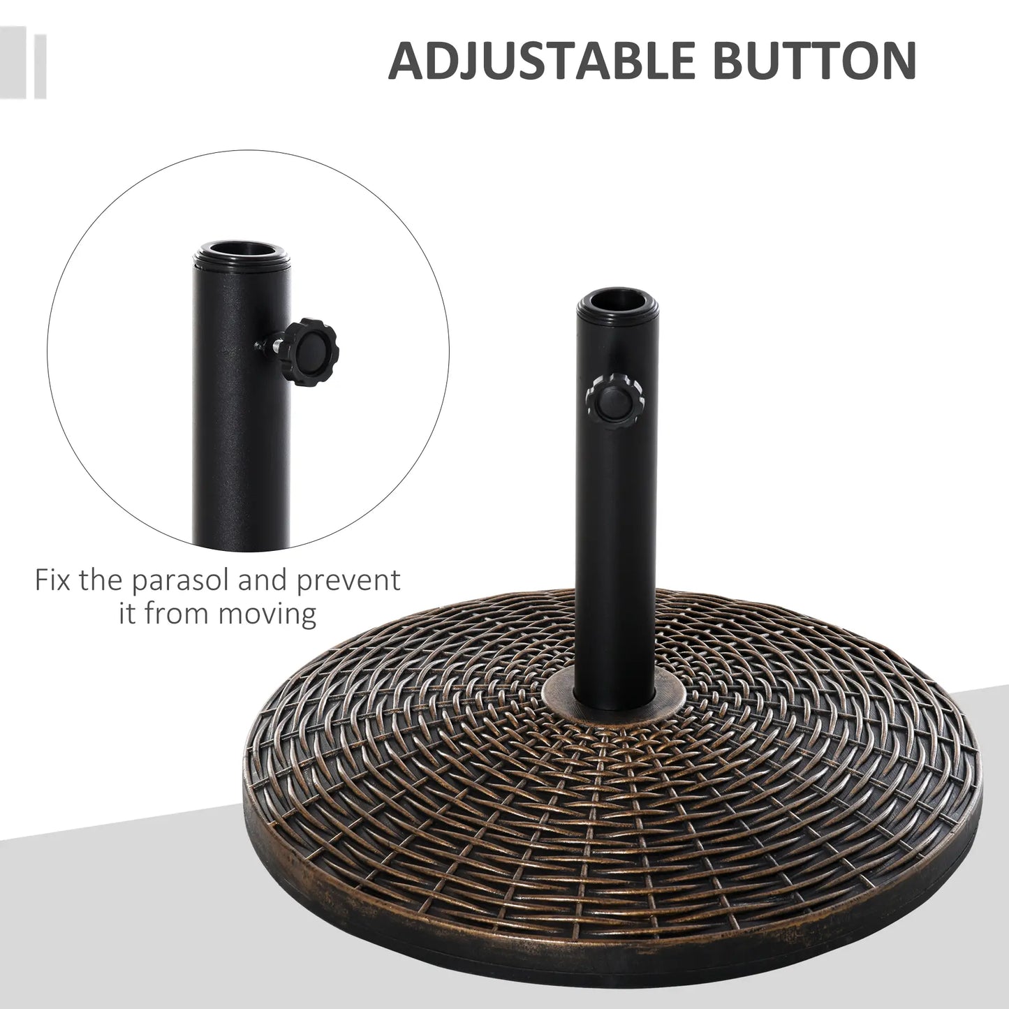 55 lbs 21" Heavy Duty Umbrella Base, Rattan Design, Bronze Umbrella Bases at Gallery Canada